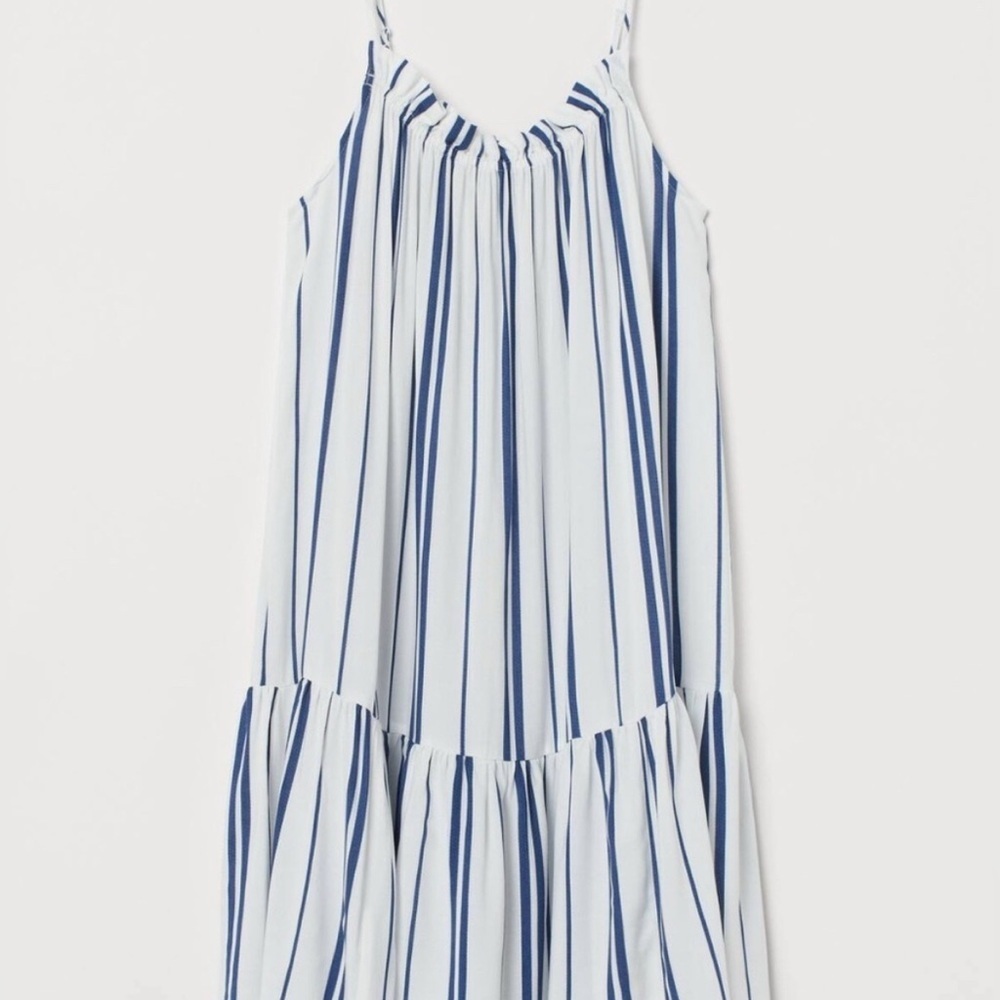 H&M Blue & White Striped Sundress – Size 0 (Adjustable Straps!)